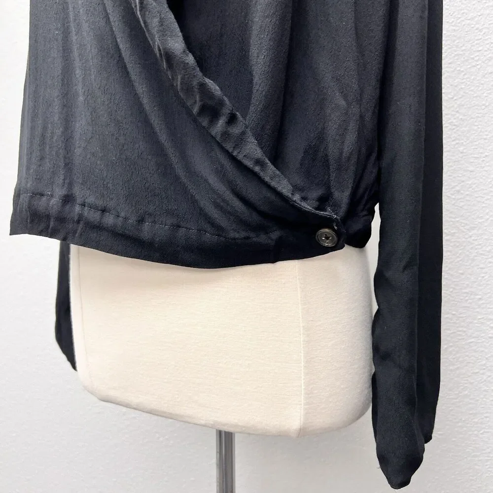Anthropologie Ett Twa Black Summer Blazer Wrap Top Women's Size 10 Viscose‎ - Picture 4 of 8